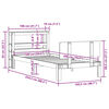vidaXL Рамка за легло с табла, 100x200 см, борово дърво масив