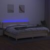 vidaXL Боксспринг легло с матрак и LED, кремава, 200x200 см, плат