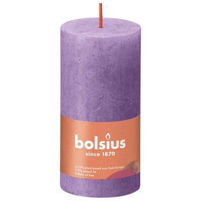 Bolsius Рустик колонни свещи Shine, 8 бр, 100x50 мм, изящно виолетово