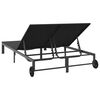 vidaXL Шезлонг 1-човек Черно 206 x 62.5 x 74 см полиратан