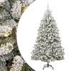 vidaXL Изкуствено коледно дърво с хингед Зелен и бял 210 cm