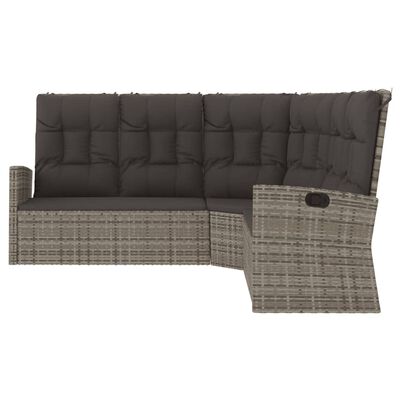 vidaXL Наклоняем ъглов диван с възглавници сив полиратан