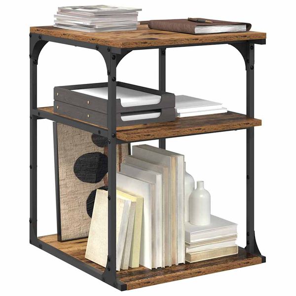 vidaXL Стойка за принтер Старо дърво 43 x 48 x 64 см Инженерно дърво