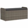 vidaXL Пейка за съхранение с възглавница сива 115x51x52 см полиратан
