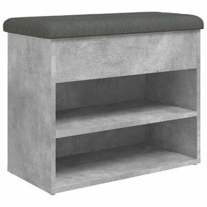 vidaXL Пейка за обувки, бетонно сив, 62x32x50 см, инженерно дърво