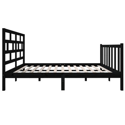 vidaXL Рамка за легло, черна, бор масив, 120x190 см, Small Double