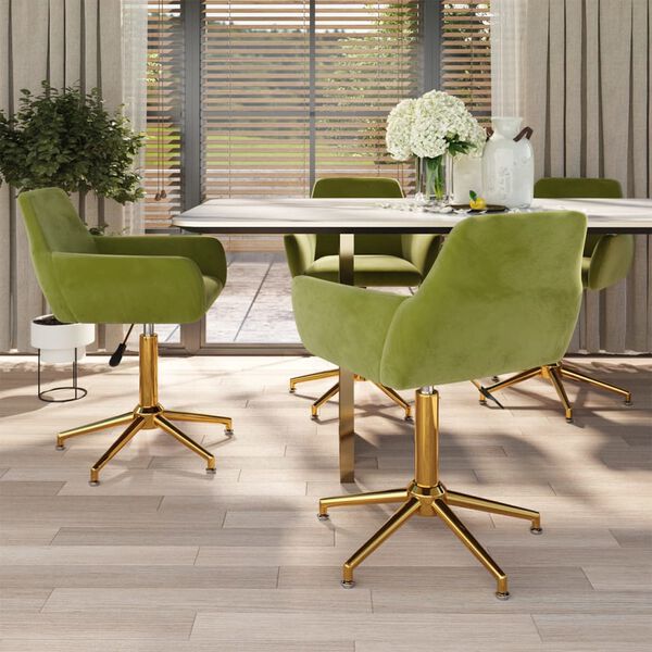 vidaXL Въртящи се трапезни столове, 4 бр, светлозелени, кадифе