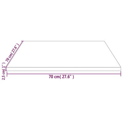 vidaXL Плот за маса, 70x70x2,5 см, бор масив, квадратен