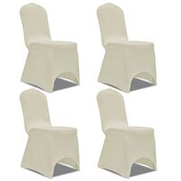 vidaXL Покривни калъфи за столове, еластични, 4 бр, кремави