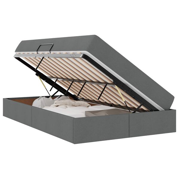 vidaXL Легло с място за съхранение и матрак Тъмен сив 120 x 200 cm