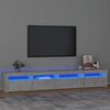 vidaXL ТВ шкаф с LED осветление, бетонно сив, 240x35x40 см