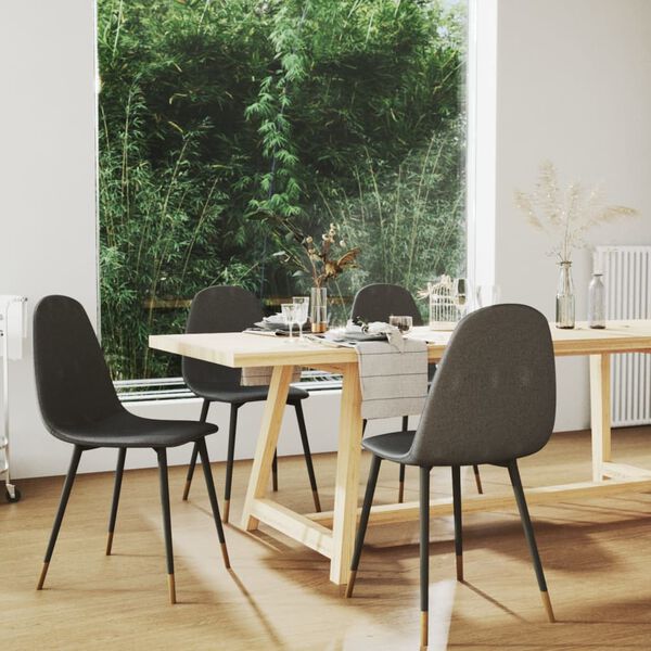 vidaXL Трапезни столове, 4 бр, тъмносиви, текстил