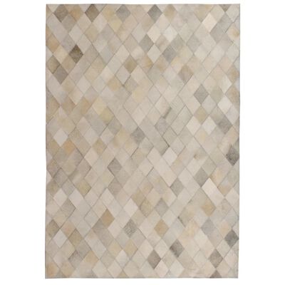 vidaXL Пачуърк килим от кожа, 120x170 см, диамантено сиво
