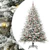 vidaXL Изкуствена светена коледна елха с комплект топки Зелено 240 cm