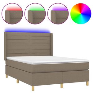 vidaXL Боксспринг легло с матрак и LED, таупе, 140x190 см, плат