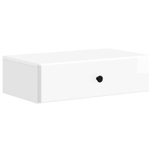 vidaXL Стенен страничен масичка Бял гланц 59 x 34,5 x 17 см