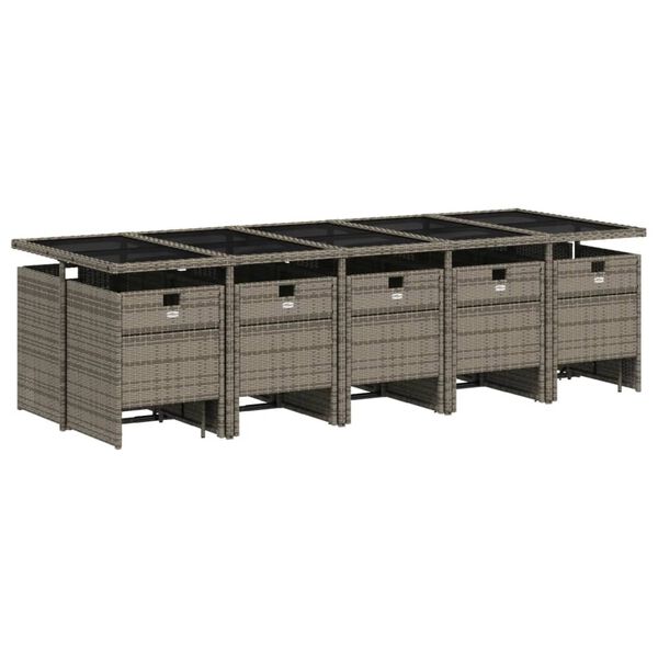 vidaXL Градински комплект с възглавници 15 части полиратан сив