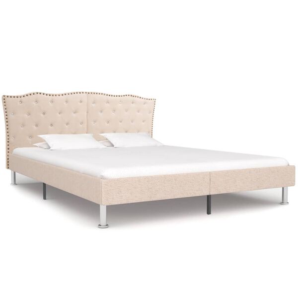 280535 vidaXL Bed Frame Beige Fabric 160x200 cm