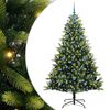 vidaXL Изкуствен сгъваем коледен дърво с 300 LED светлини Зелено