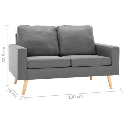 vidaXL 2-местен диван, светлосив, текстил