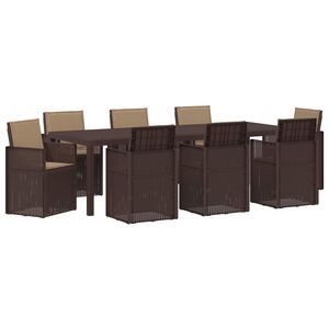 vidaXL Комплект за хранене в градината 9 pcs Кафяво и таупе ПП