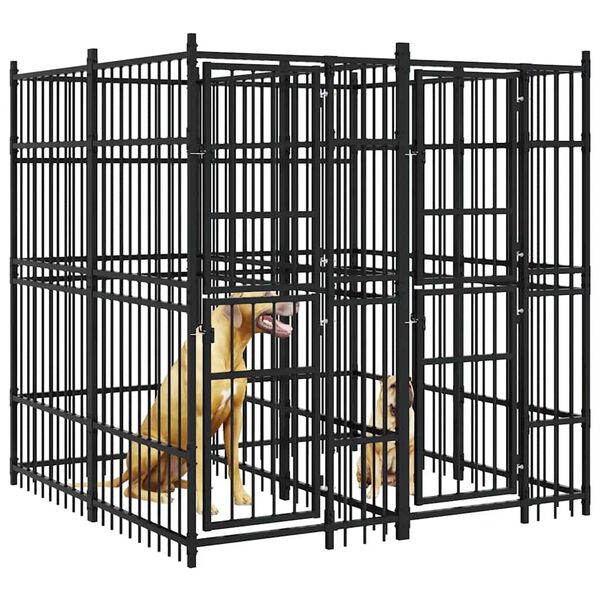 vidaXL Дворна клетка за кучета, стомана, 3,69 м&sup2;