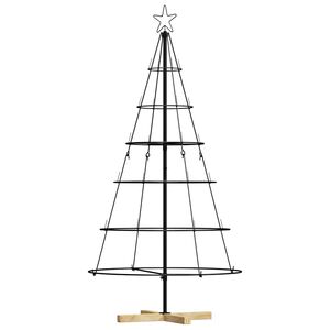 vidaXL Коледно дърво с конус с поставка Черно 154 cm Стомана