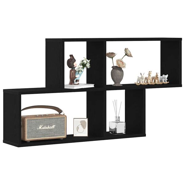 vidaXL Стенен рафт с рафт Черния дъб 76 x 15 x 53 см Инженерно дърво