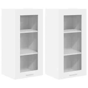 vidaXL Висящ шкаф с врата 2 pcs Бяло 40 x 31 x 80 см Инженерно дърво