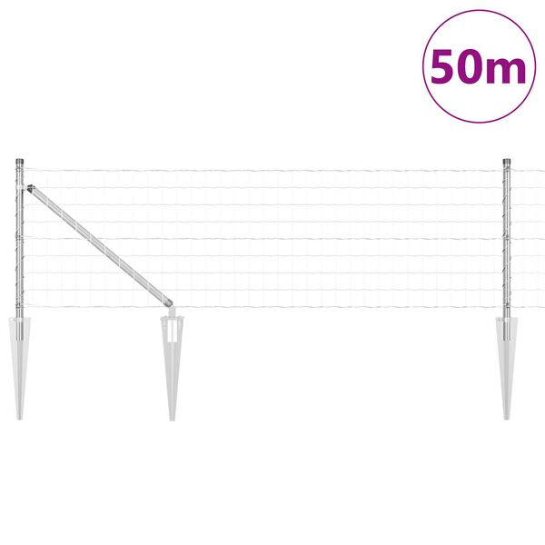 vidaXL Ограда с пост Сребрист 0,6 x 50 м Стомана