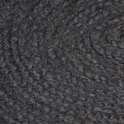 vidaXL Ръчно тъкан килим от юта, кръгъл, 90 см, тъмносив