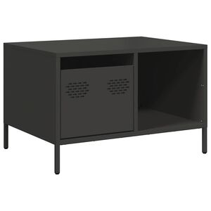 vidaXL Маса за кафе, черна, 68,5x50x43,5 см, студеновалцувана стомана