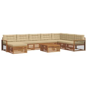 vidaXL Комплект дивани за открито 9 pcs Натурален и Бежов