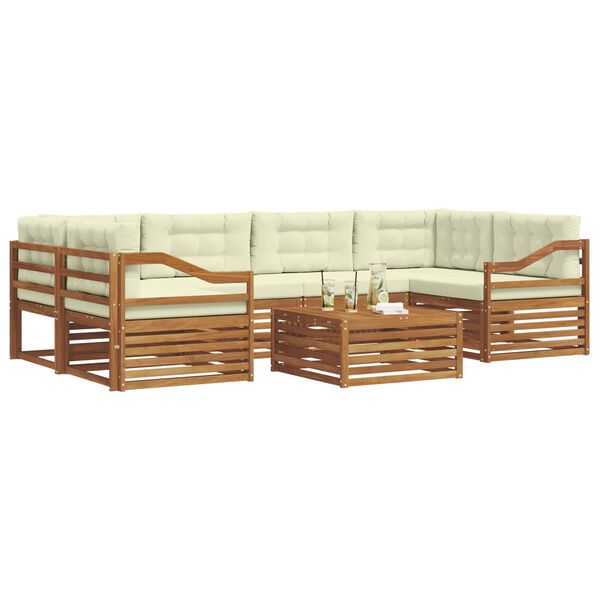 vidaXL Комплект дивани за открито 7 pcs Натурален и Крема