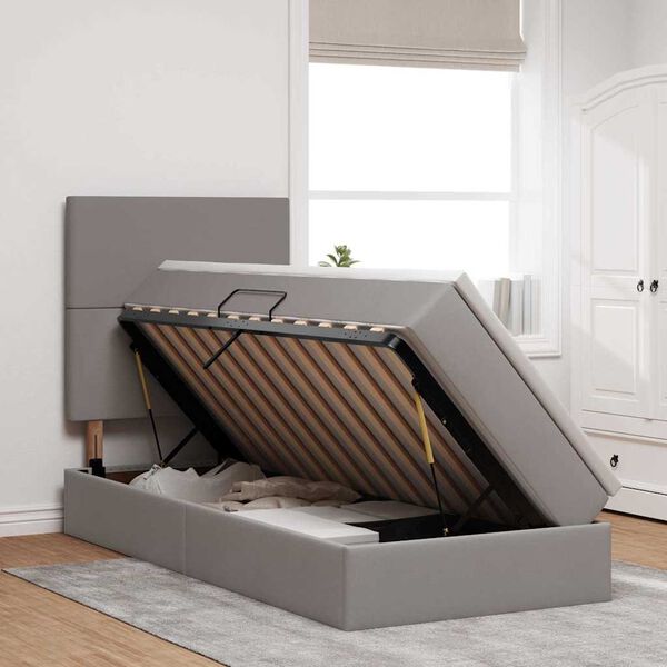 vidaXL Легло с място за съхранение и матрак Таупе 100 x 200 cm