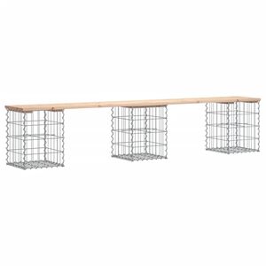 vidaXL Градинска пейка габионен дизайн 203x31x42 см борово дърво масив
