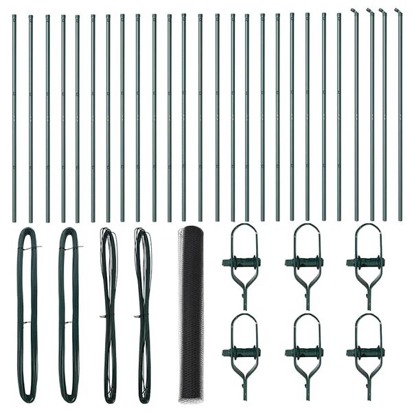 vidaXL Стълб за ограда. Сив 50 x 1,4 м (50 мм мрежа) Стомана и PVC