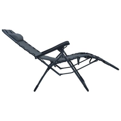 vidaXL Сгъваем стол-шезлонг, сив, textilene