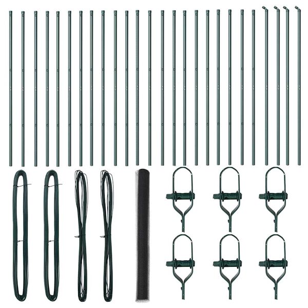 vidaXL Стълб за ограда. Сив 50 x 1,6 м (25 мм мрежа) Стомана и PVC