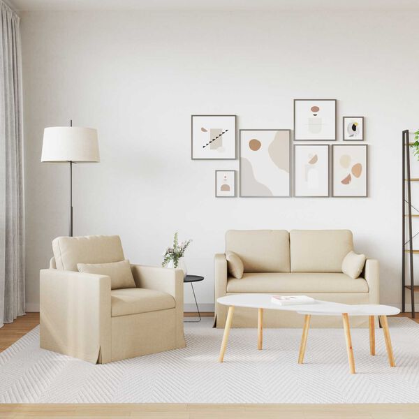 vidaXL Диван 2 pcs Крем 139 x 78 x 80 см текстил