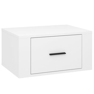 vidaXL Нощно шкафче за стенен монтаж, бял гланц, 50x36x25 см