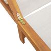 vidaXL Шезлонг с маса, сив, масивно дърво акация и textilene
