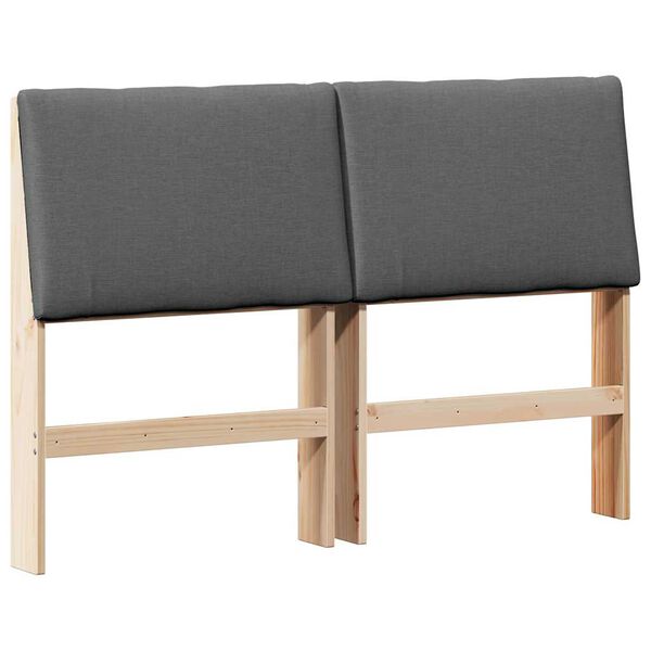 vidaXL Тапицирана табла Тъмен сив 150 cm Солидно борово дърво