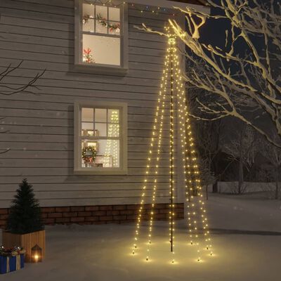 vidaXL Коледна елха с шип, топло бяло, 310 LED, 300 см