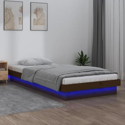 vidaXL LED легло меденокафяво 75x190 см Small Single масивна дървесина