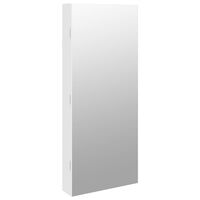 vidaXL Огледален шкаф за бижута с LED осветление, стенен монтаж, бял