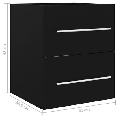 vidaXL Долен шкаф за мивка, черен, 41x38,5x48 см, ПДЧ