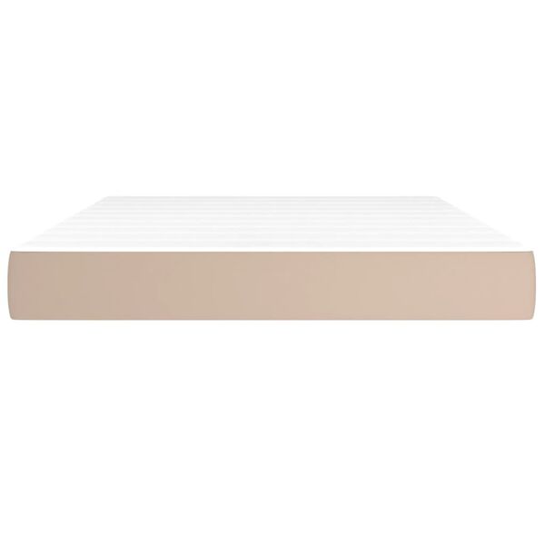 vidaXL Матрак с покет пружини средна твърдост капучино 140x200x20 см изкуствена кожа