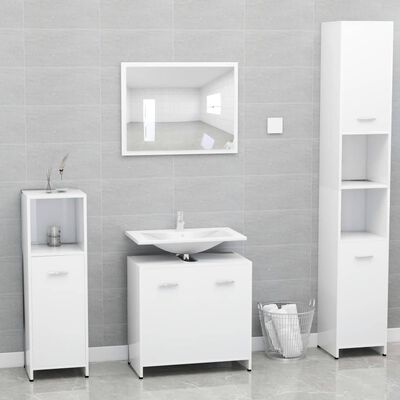 vidaXL Шкаф за баня, бял, 60x33x61 см, ПДЧ