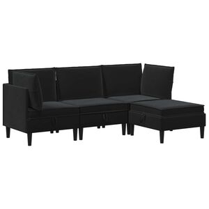 vidaXL Комплект мебели за всекидневна 4 бр. Черно Кадифе